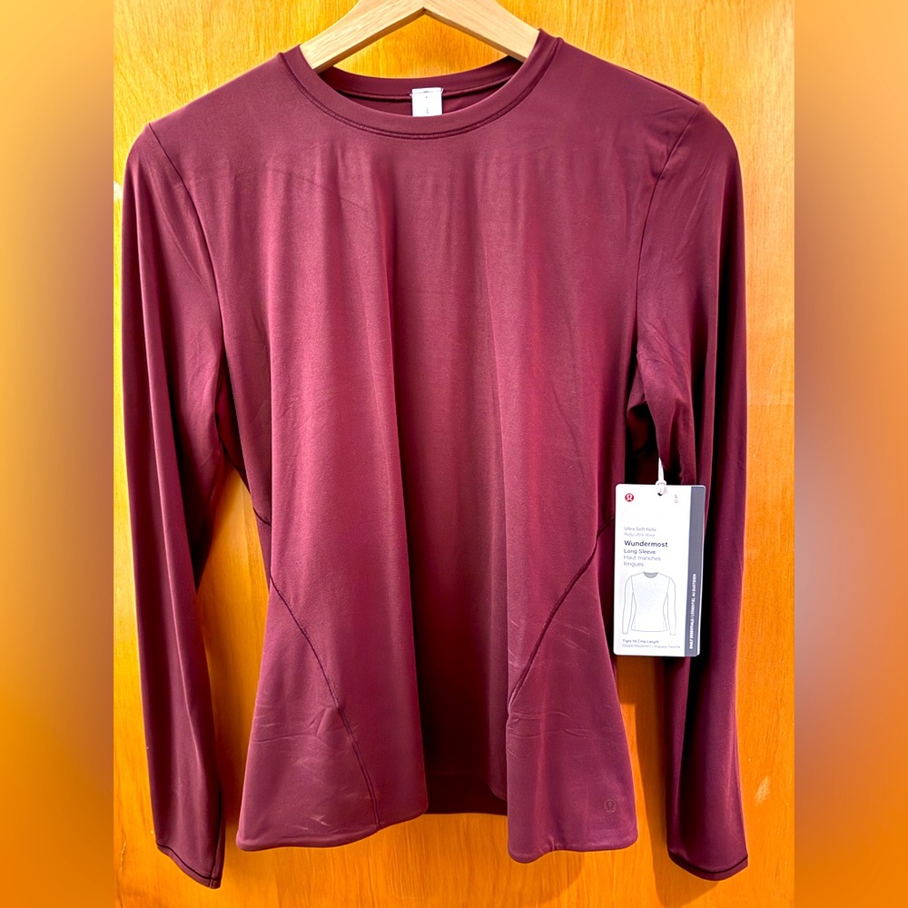 Lululemon Wundermost Ultra Soft Nulu Crewneck Long Sleeve Shirt-Large-Garnet